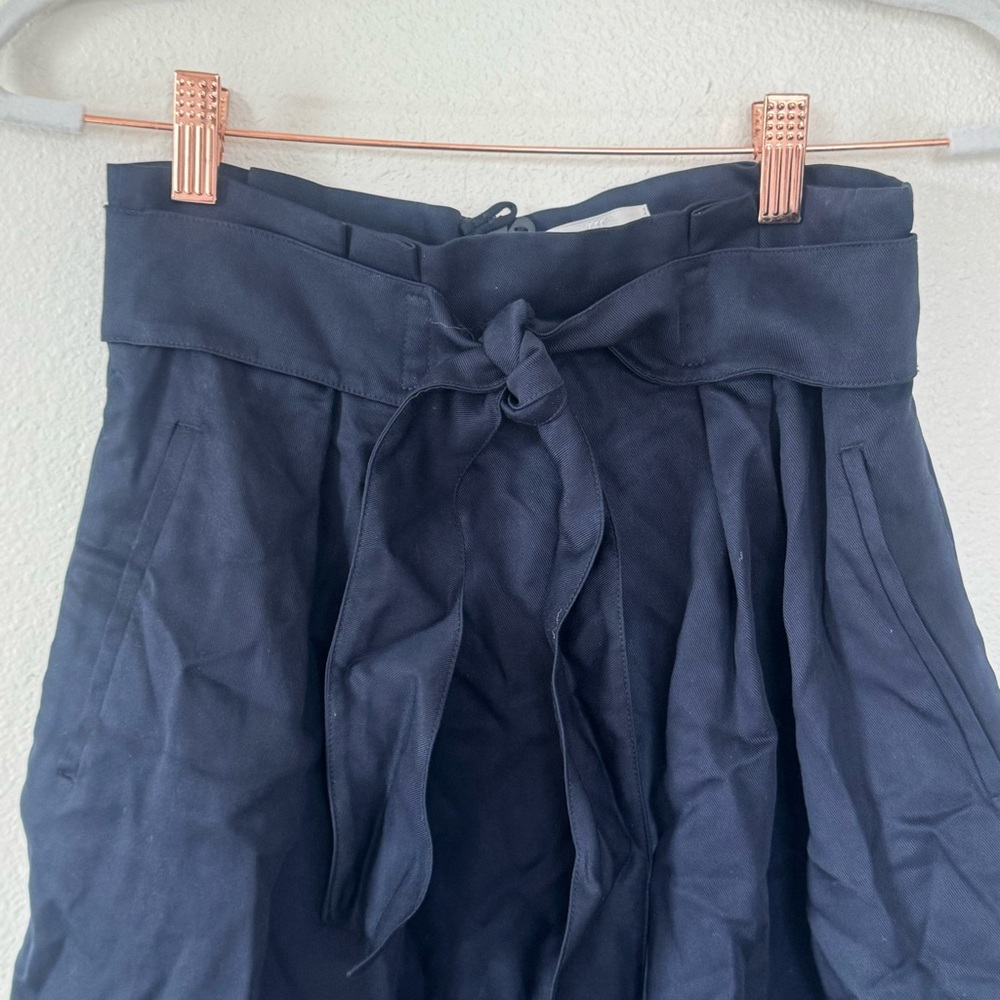H&M Navy Blue Conscious Collection Skirt Belted Tie Waist TENCEL 4 NEW - Picture 3 of 12